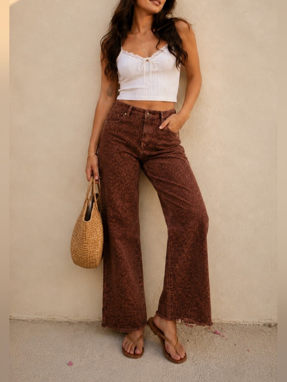 Liverpool Brown Wide-Leg Jeans